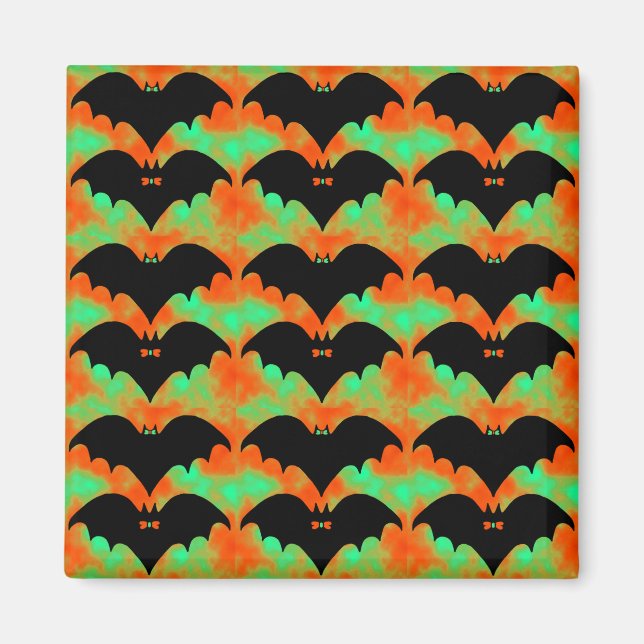 Bats And Bows Orange Green Magnet (Front)