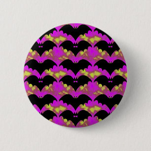 Bats And Bows Pink Yellow 2 Inch Round Button