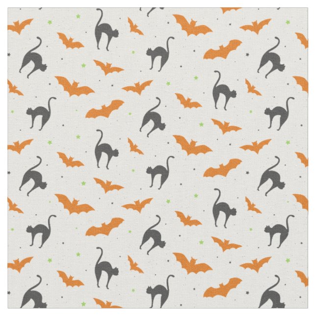 Bats and Cats Halloween Fabric (Close Up)