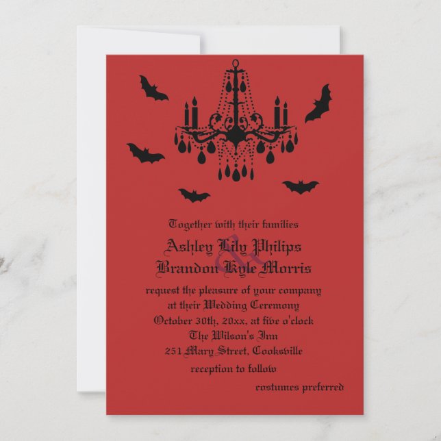 Bats and Chandelier Wedding Invitation (Front)