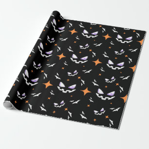 Bats And Jack-O-Lanterns Face Wrapping Paper