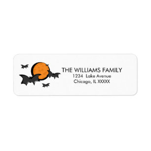 Bats and Moon Halloween Return Address Labels