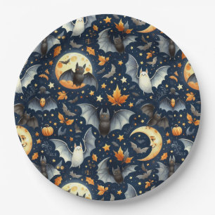 Bats and Moons Halloween  Paper Plate
