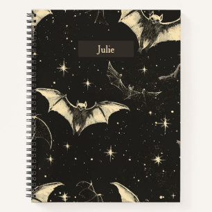Bats and stars pattern design notebook