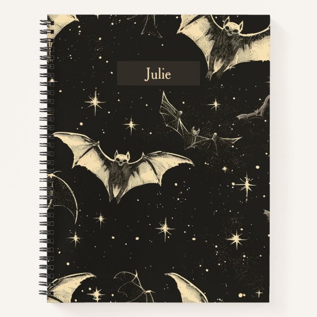 Bats and stars pattern design notebook (Front)