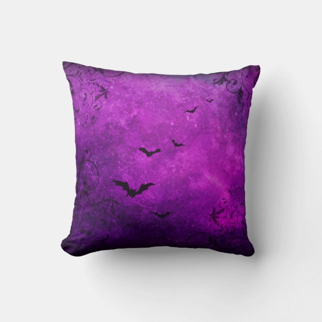 Bats and Swirls Throw Pillow (Front)