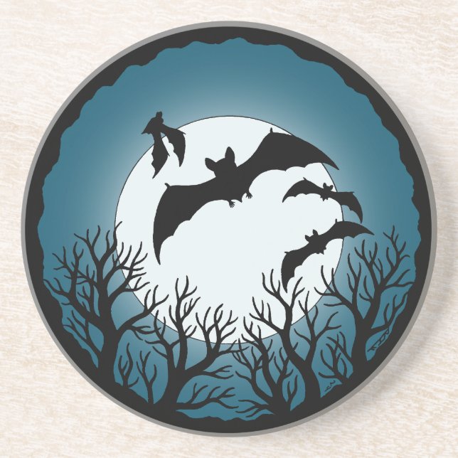 Bats and Trees Against the Moon Coaster (Front)