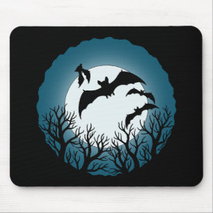 Bats and Trees Against the Moon Mouse Pad