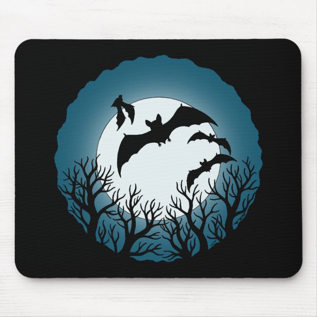 Bats and Trees Against the Moon Mouse Pad (Front)
