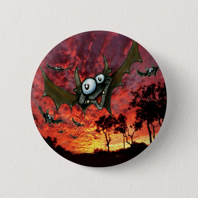 Bats at Sunset 2 Inch Round Button (Front)