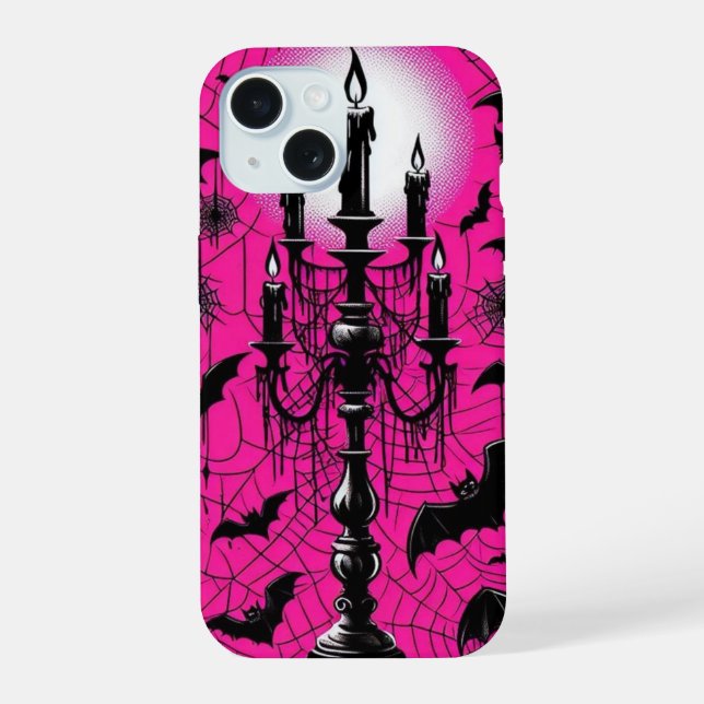 Bats & Candles iPhone 15 Case (Back)