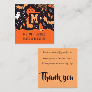 BATS CATS AND GHOSTS HALLOWEEN SQUARE BUSINESS CARD