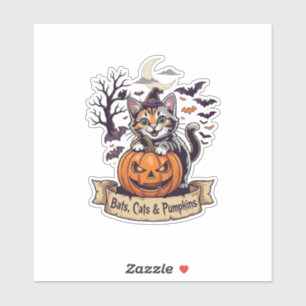 Bats Cats Pumpkins Halloween Witch Cat Spooky Tree