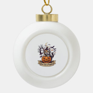 Bats Cats Pumpkins Halloween Witch Cat Spooky Tree Ceramic Ball Christmas Ornament