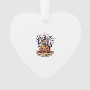 Bats Cats Pumpkins Halloween Witch Cat Spooky Tree Ornament