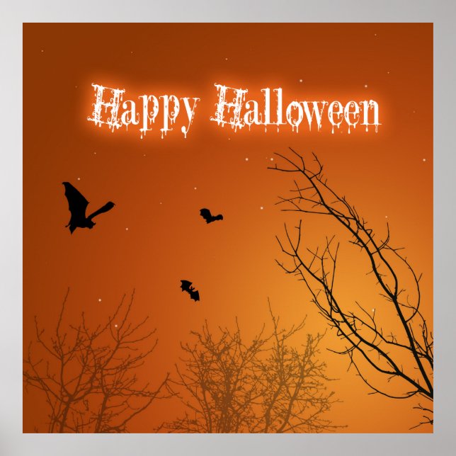Bats et arbres d'Halloween - Poster (Devant)