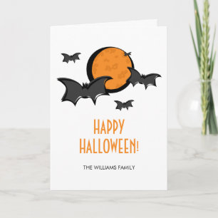 Bats et Lune Carte de voeux Halloween