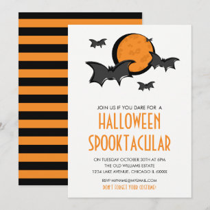 Bats et lune Carte d'invitation à la fête d'Hallow