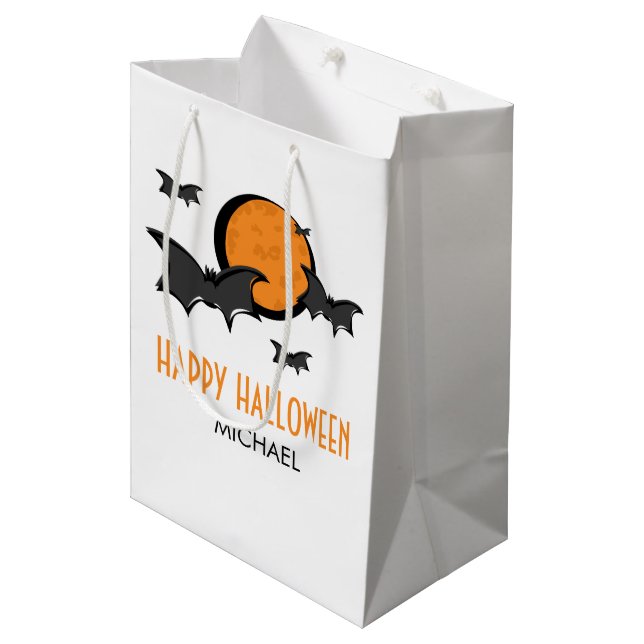 Bats et lune Halloween traiter sac cadeau (Devant Angle)