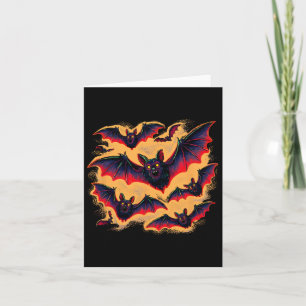 Bats Flying Halloween Creepy Night Fall Fun Tee  Card