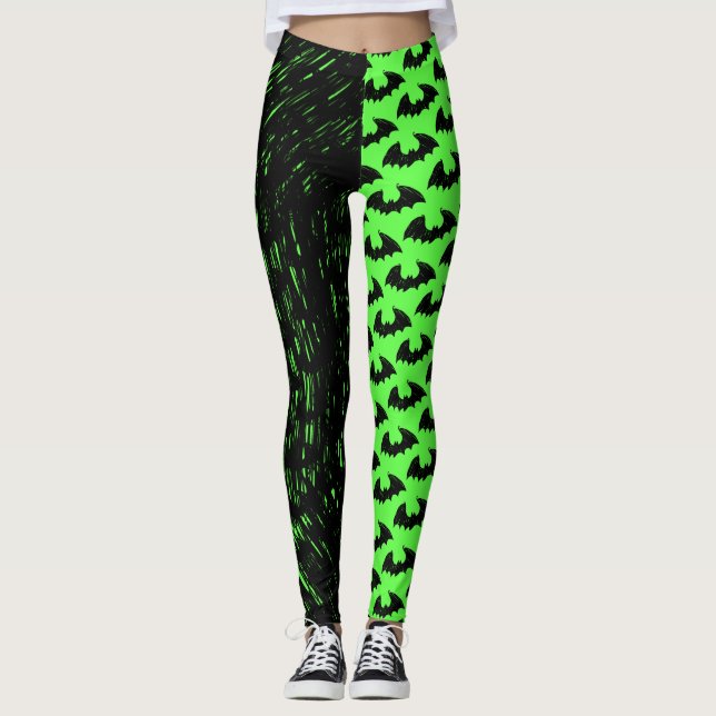 Bats & Goth Lineart - Leggings verts (Devant)