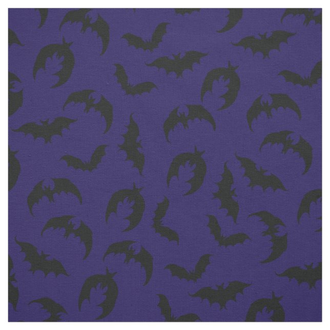 Bats Gothic Halloween Deep Blue Fabric (Swatch)