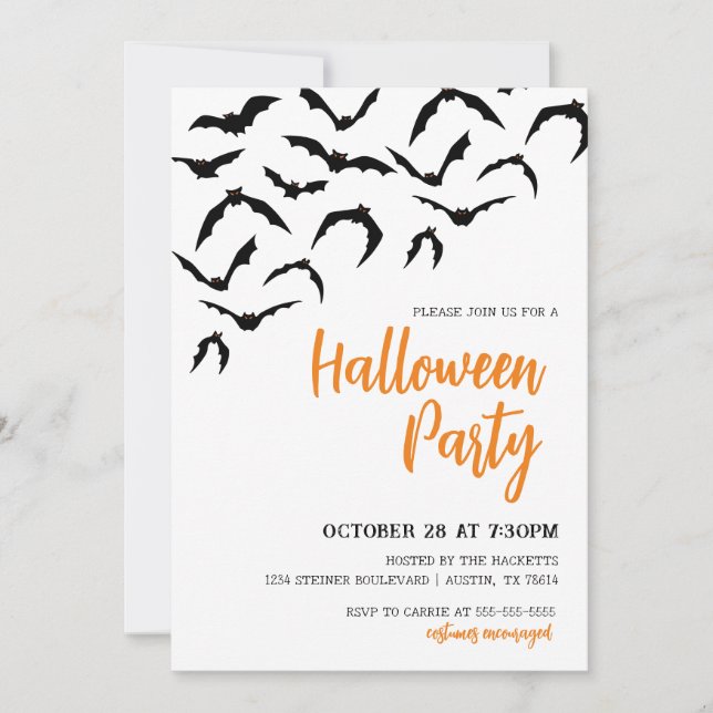 Bats Halloween Fête Invitation (Devant)
