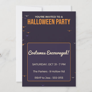 Bats Halloween Party Invitation Costume Party