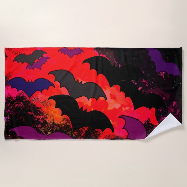 Bats In Flight Beach Towel (Front)