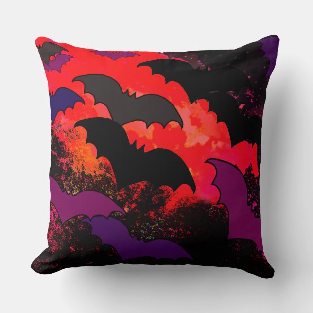 Bats In Flight Throw Pillow (Front)