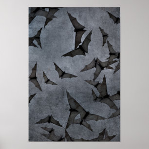 Bats In The Dark Cloudy Sky Poster