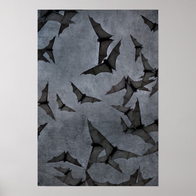Bats In The Dark Cloudy Sky Poster (Front)