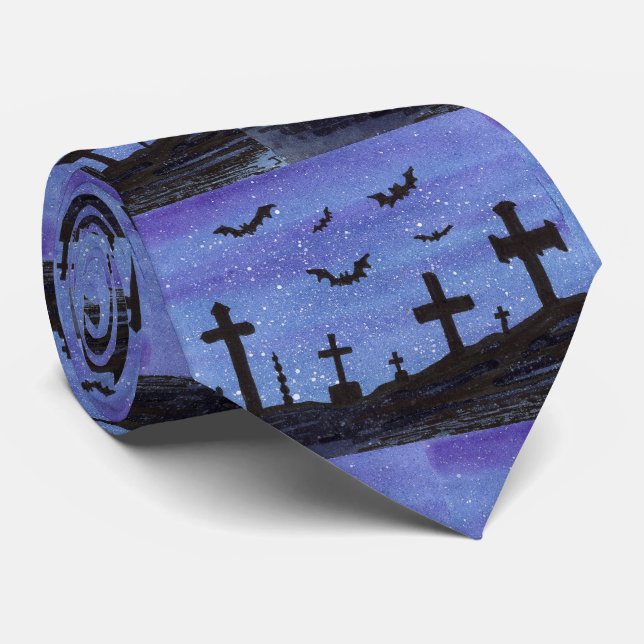 Bats in the Graveyard Neck Tie (Rolled)