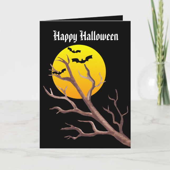 Bats In The Moonlight 5" x 7" Folded Greeting Card (Front)