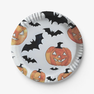 Bats & Jack-O-Lanterns Halloween Party  Paper Plate
