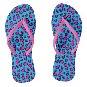 Bats Leopard Print Green Purple Black Flip Flops