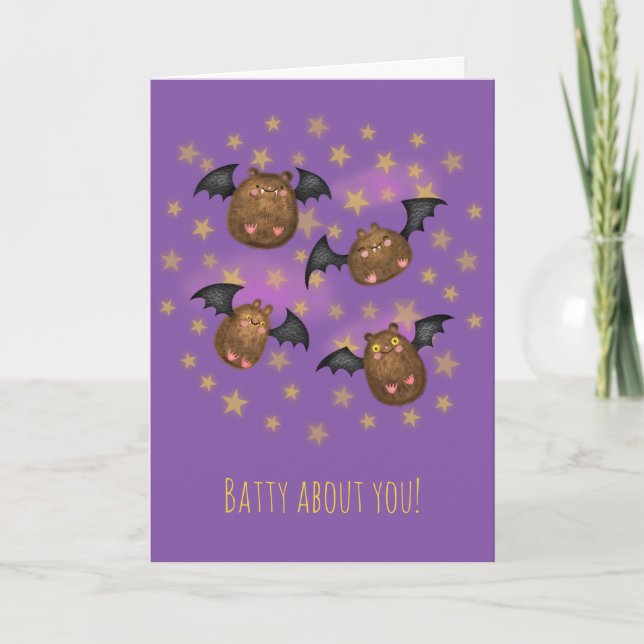 Bats mignons coudous la carte de Valentine (Devant)