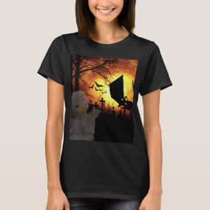 Bats,Moon and Mummy Halloween design T-Shirt