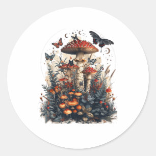 Bats N Mushroom Moon Goblincore Classic Round Sticker