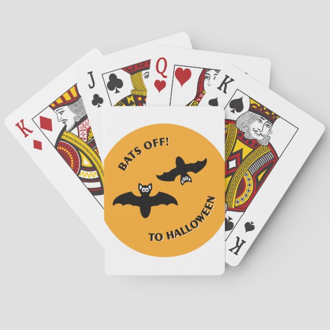 Bats Off To Halloween Orange Circle Playing Cards (Back)