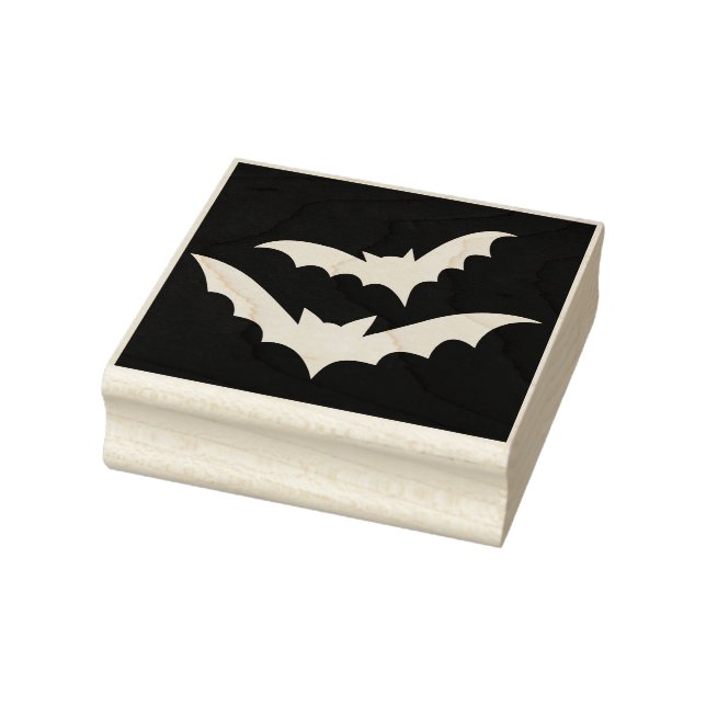 Bats on Black Halloween Rubber Art Stamp (Stamp)