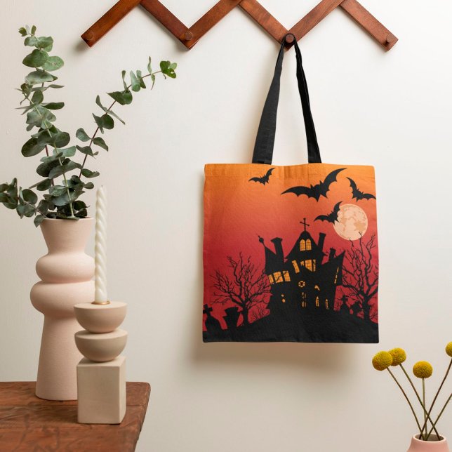 Bats Over Haunted House Tote Bag (Creator Uploaded)