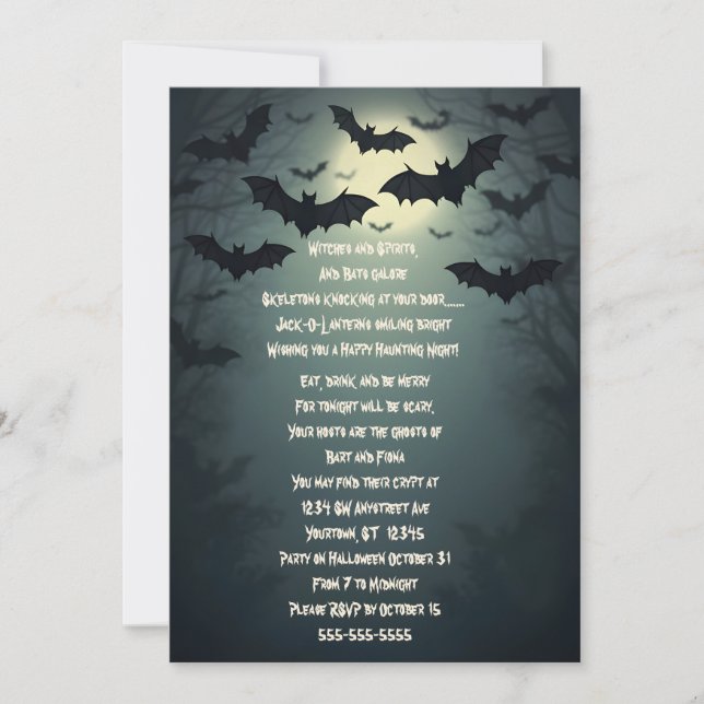 Bats Overhead Halloween Party Invitation (Front)