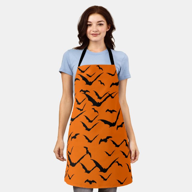 BATS PATTERN HALLOWEEN SEAMLESS APRON (Worn)