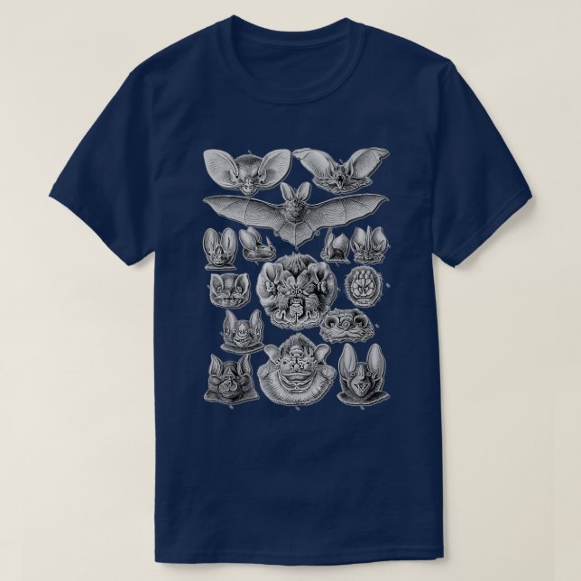 Bats Scientific Illustration Drawing Biology Art H T-Shirt (Design Front)