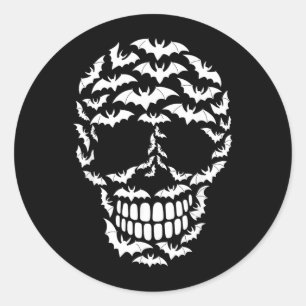 Bats Skull Silhouette Funny Halloween Costume Classic Round Sticker