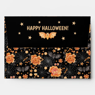 Bats, Spiderwebs and Florals Happy Halloween  Envelope