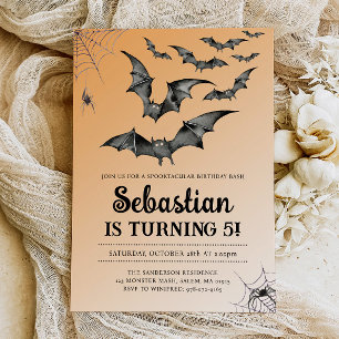 Bats Spooky Halloween Birthday Party Invitation
