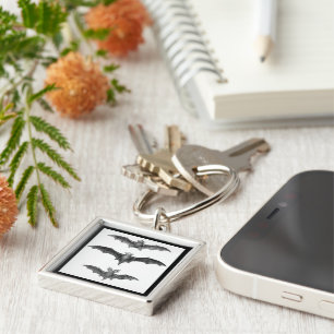Bats Vintage Art Print Key Ring