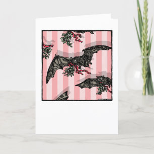 Bats with Mistletoe - Blank Inside Pop Goth Holiday Card